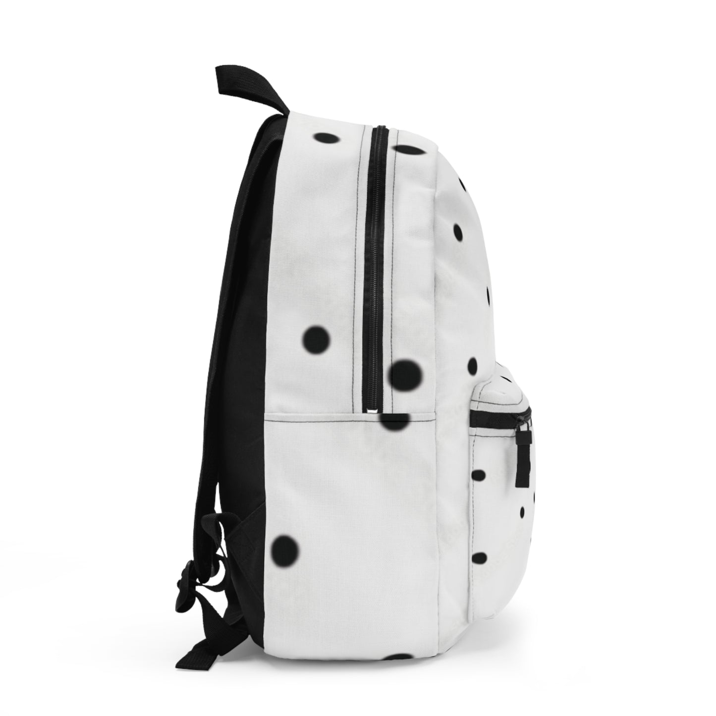 Durable White Polka Dot Backpack,Lightweight, Waterproof Polyester,Adjustable Straps, Ideal for Travel, School, and Daily Use