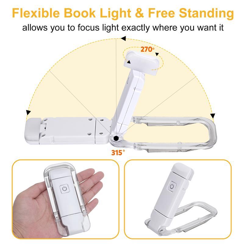 LED USB Rechargeable Book Reading Light – Portable, Adjustable Brightness, Eye Protection Clip-on, Lightweight Travel Bookmark Lamp