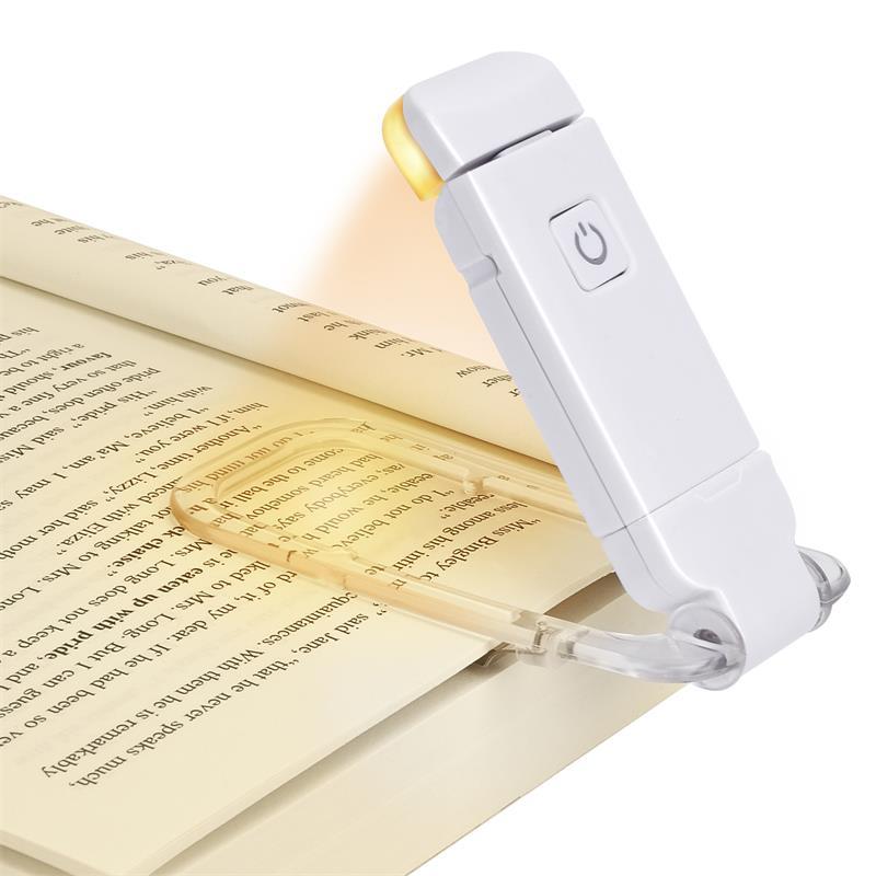 LED USB Rechargeable Book Reading Light – Portable, Adjustable Brightness, Eye Protection Clip-on, Lightweight Travel Bookmark Lamp
