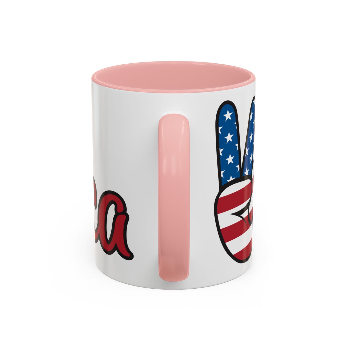 Accent Ceramic Coffee Mug, 11oz and 15oz,White with Colored Interior and Handle, BPA and Lead-Free, Glossy Finish, Ergonomic C-Handle