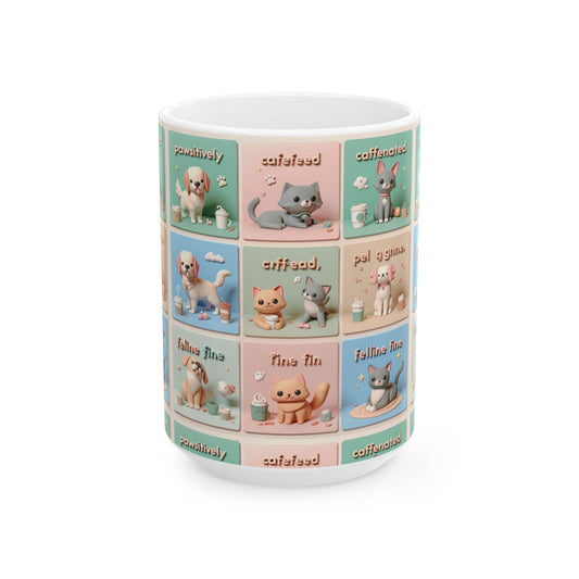 Cute Animal-Themed Ceramic Coffee Mug 11 and15oz, Microwave and Dishwasher Safe, Perfect Gift for Coffee, and Tea Lovers
