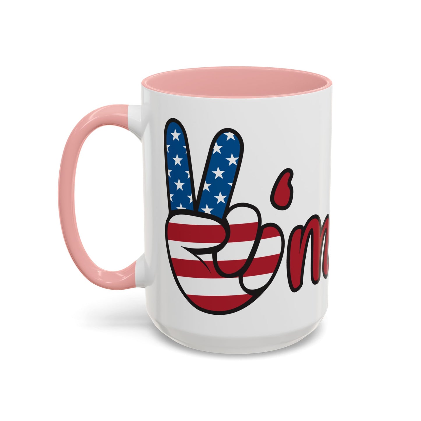 Accent Ceramic Coffee Mug, 11oz and 15oz,White with Colored Interior and Handle, BPA and Lead-Free, Glossy Finish, Ergonomic C-Handle