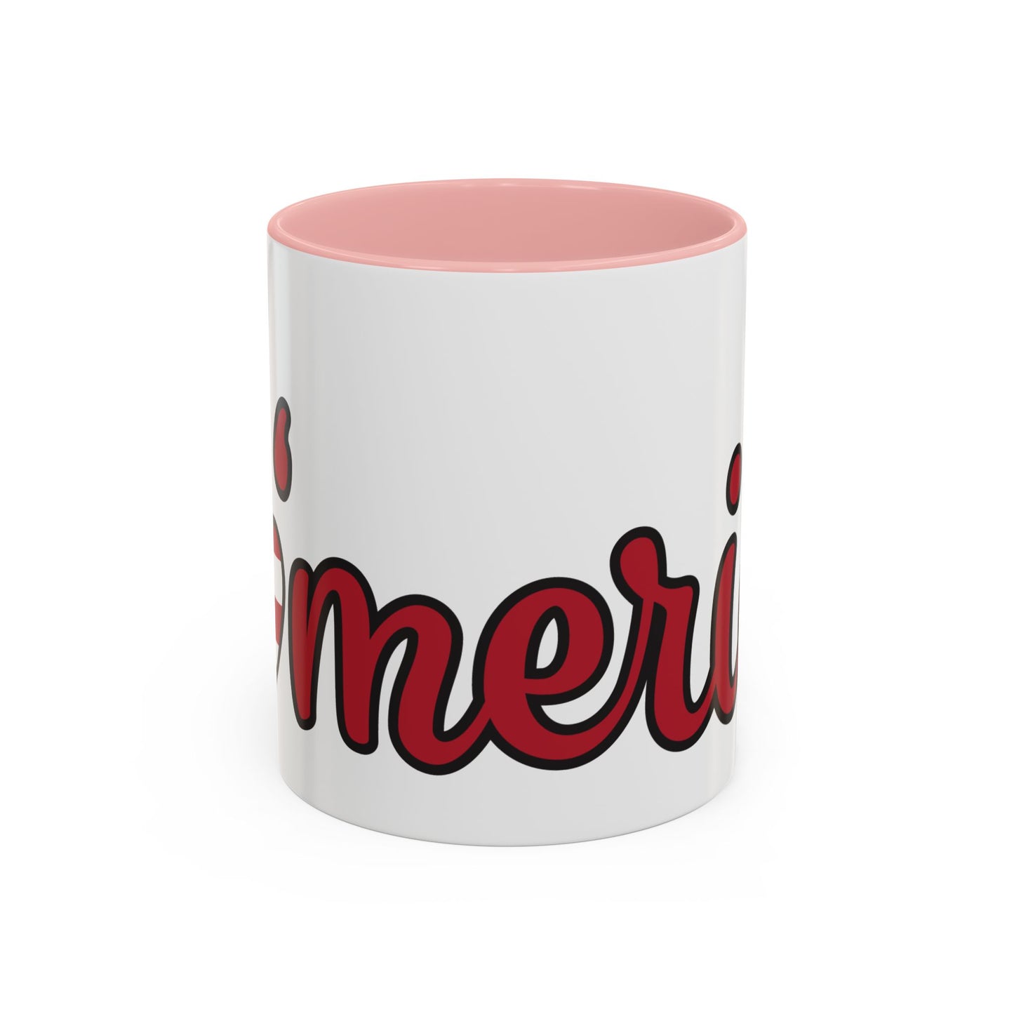Accent Ceramic Coffee Mug, 11oz and 15oz,White with Colored Interior and Handle, BPA and Lead-Free, Glossy Finish, Ergonomic C-Handle