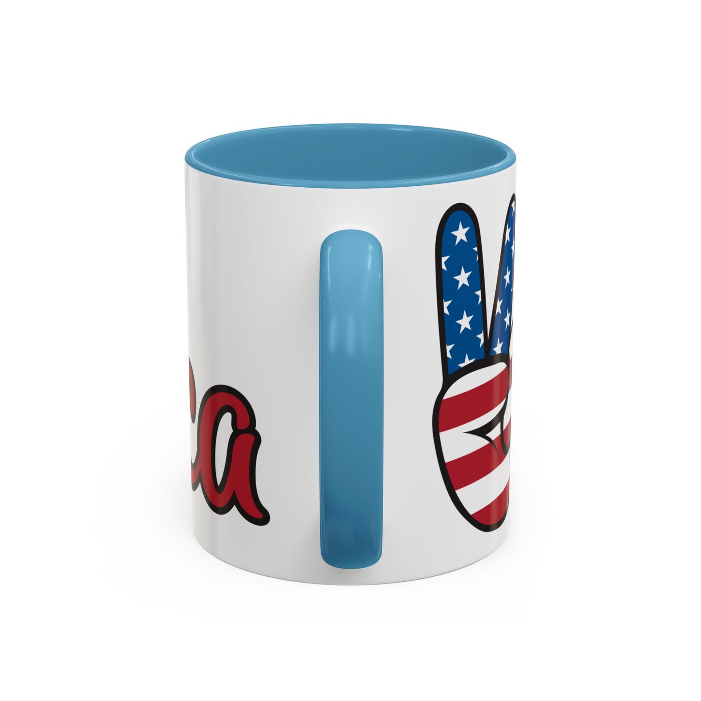 Accent Ceramic Coffee Mug, 11oz and 15oz,White with Colored Interior and Handle, BPA and Lead-Free, Glossy Finish, Ergonomic C-Handle