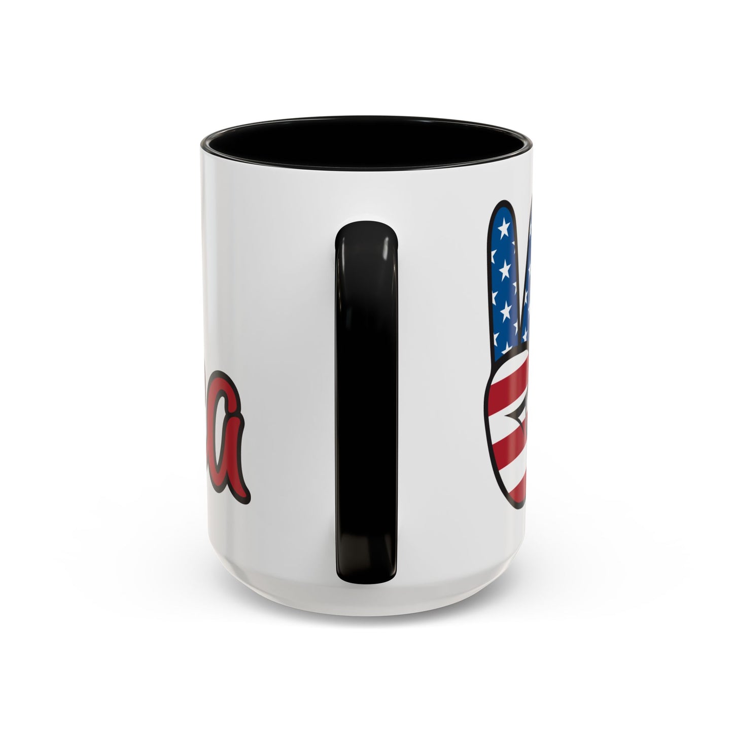 Accent Ceramic Coffee Mug, 11oz and 15oz,White with Colored Interior and Handle, BPA and Lead-Free, Glossy Finish, Ergonomic C-Handle
