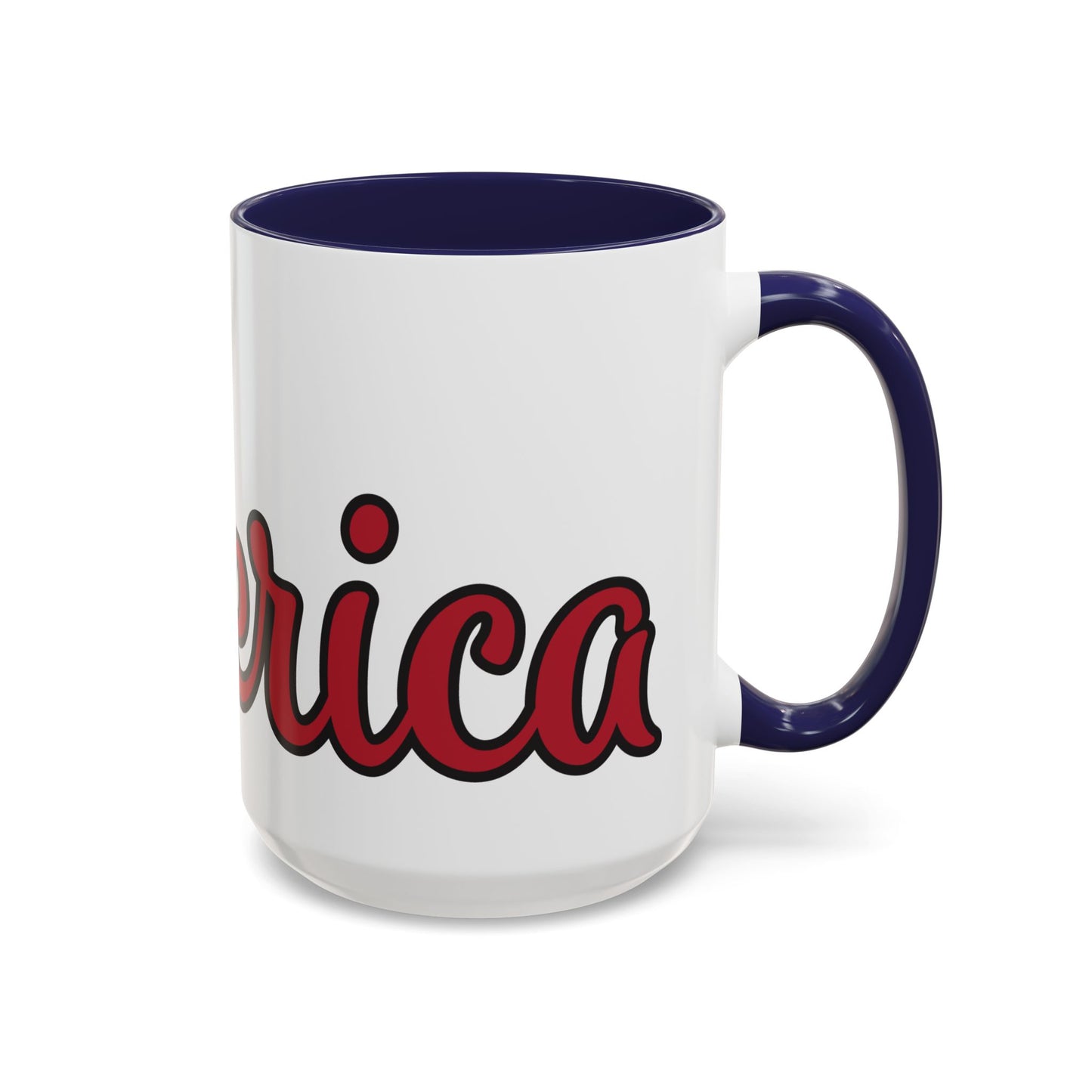 Accent Ceramic Coffee Mug, 11oz and 15oz,White with Colored Interior and Handle, BPA and Lead-Free, Glossy Finish, Ergonomic C-Handle