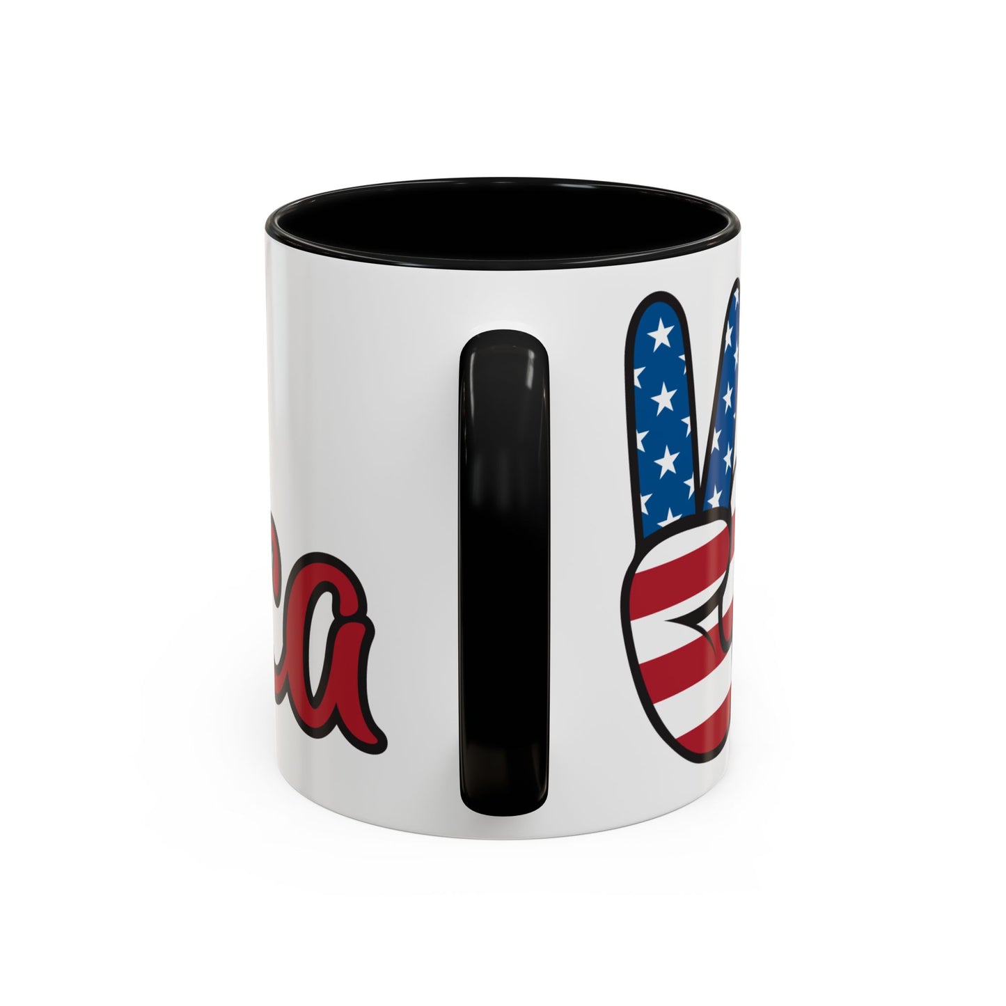 Accent Ceramic Coffee Mug, 11oz and 15oz,White with Colored Interior and Handle, BPA and Lead-Free, Glossy Finish, Ergonomic C-Handle