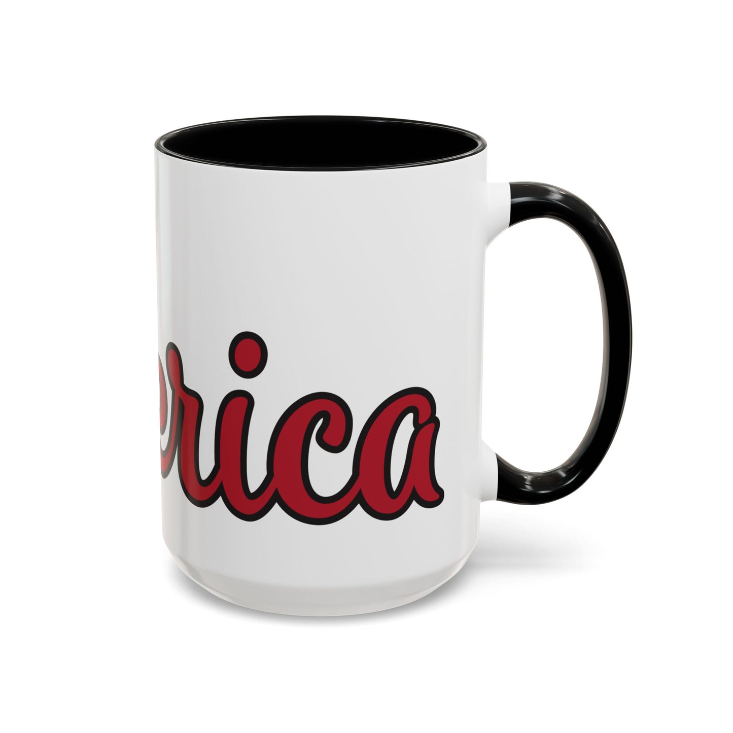 Accent Ceramic Coffee Mug, 11oz and 15oz,White with Colored Interior and Handle, BPA and Lead-Free, Glossy Finish, Ergonomic C-Handle