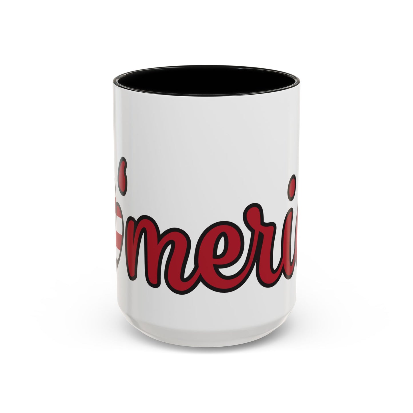 Accent Ceramic Coffee Mug, 11oz and 15oz,White with Colored Interior and Handle, BPA and Lead-Free, Glossy Finish, Ergonomic C-Handle