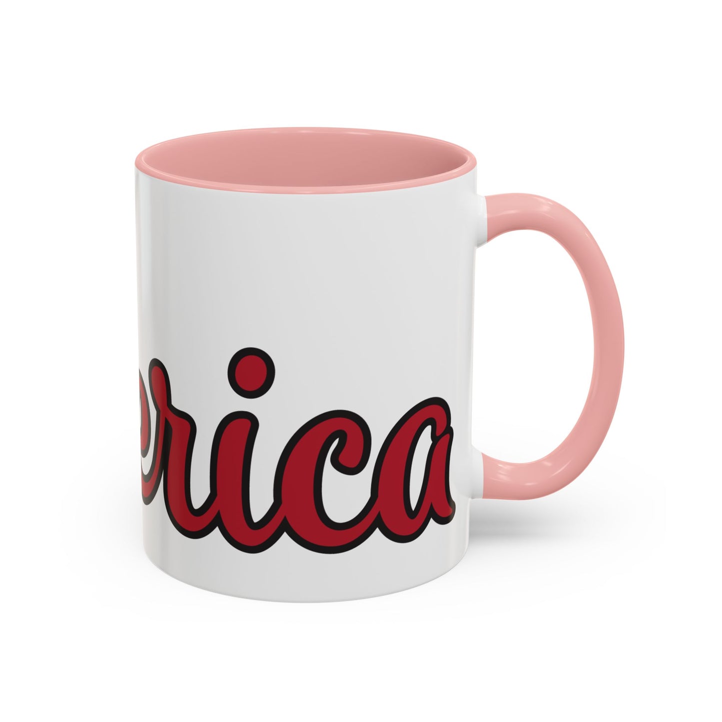 Accent Ceramic Coffee Mug, 11oz and 15oz,White with Colored Interior and Handle, BPA and Lead-Free, Glossy Finish, Ergonomic C-Handle