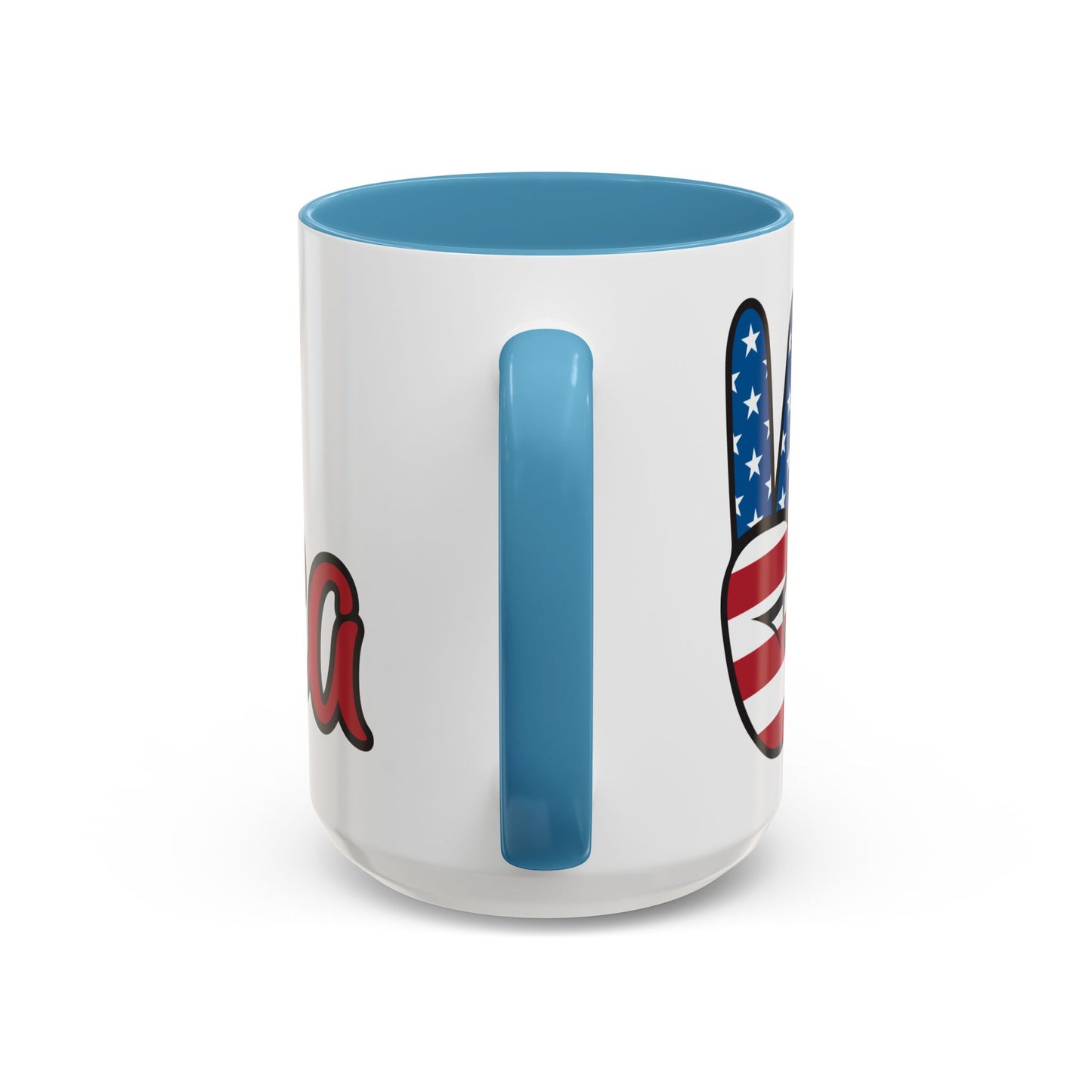 Accent Ceramic Coffee Mug, 11oz and 15oz,White with Colored Interior and Handle, BPA and Lead-Free, Glossy Finish, Ergonomic C-Handle