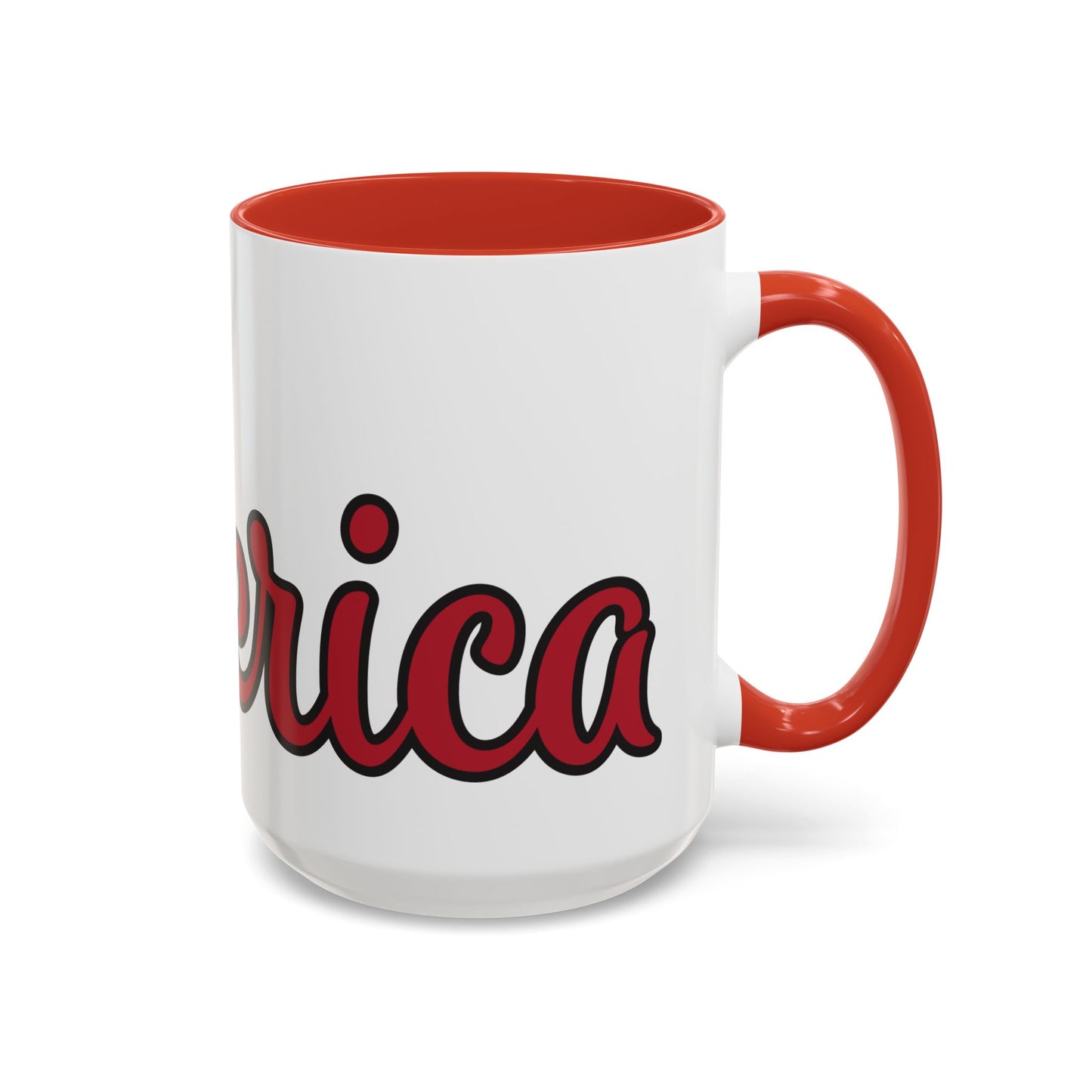 Accent Ceramic Coffee Mug, 11oz and 15oz,White with Colored Interior and Handle, BPA and Lead-Free, Glossy Finish, Ergonomic C-Handle