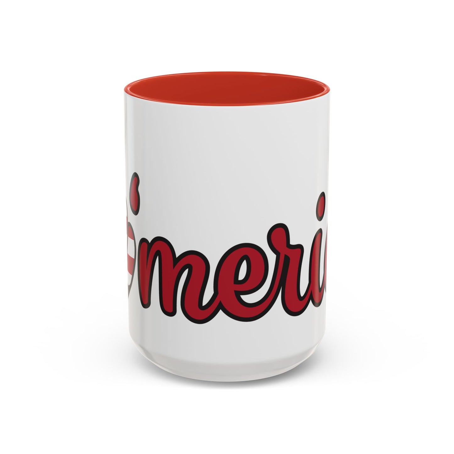 Accent Ceramic Coffee Mug, 11oz and 15oz,White with Colored Interior and Handle, BPA and Lead-Free, Glossy Finish, Ergonomic C-Handle