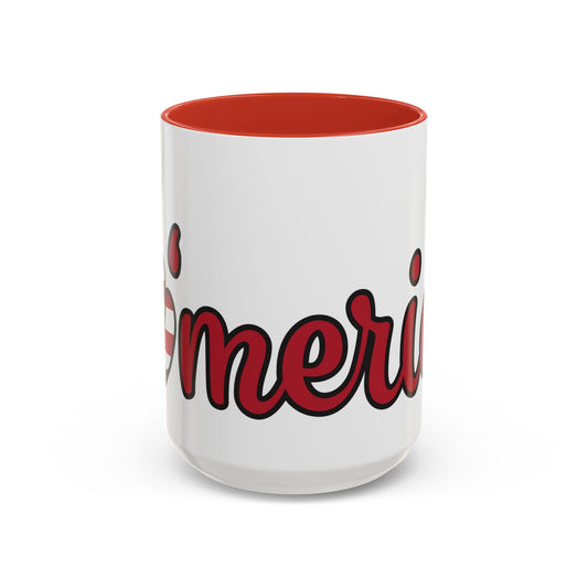 Accent Ceramic Coffee Mug, 11oz and 15oz,White with Colored Interior and Handle, BPA and Lead-Free, Glossy Finish, Ergonomic C-Handle