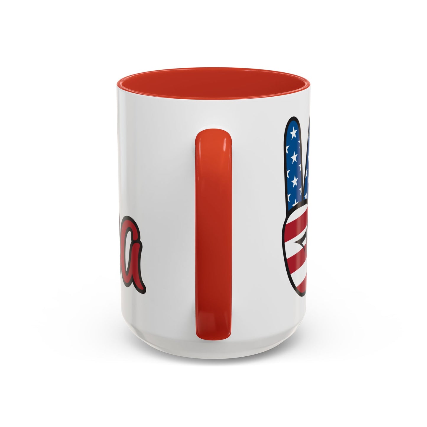 Accent Ceramic Coffee Mug, 11oz and 15oz,White with Colored Interior and Handle, BPA and Lead-Free, Glossy Finish, Ergonomic C-Handle
