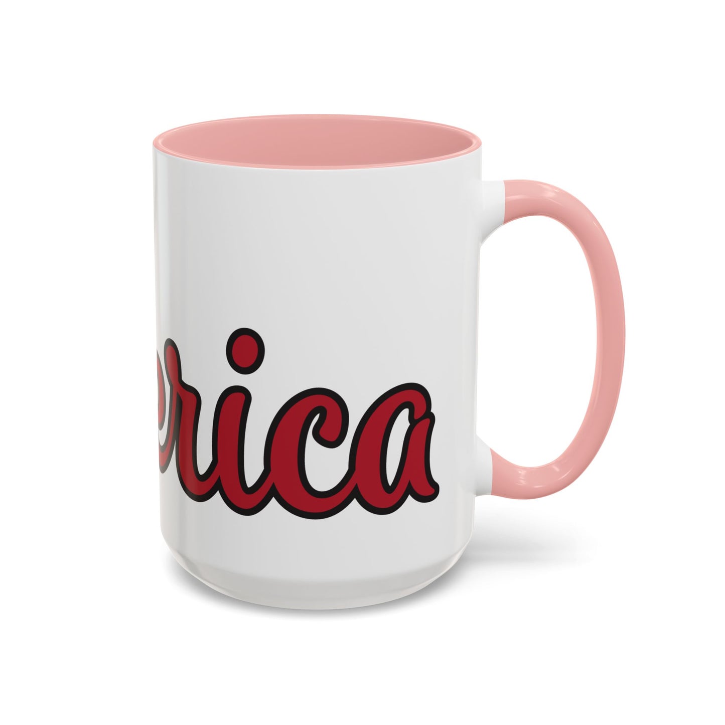 Accent Ceramic Coffee Mug, 11oz and 15oz,White with Colored Interior and Handle, BPA and Lead-Free, Glossy Finish, Ergonomic C-Handle
