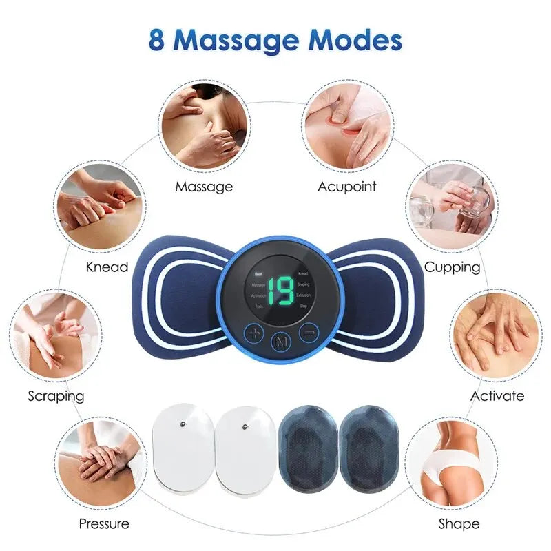 Portable Electric Intelligent Mini Neck Massager Patch – Relief for Back and Shoulder Pain.