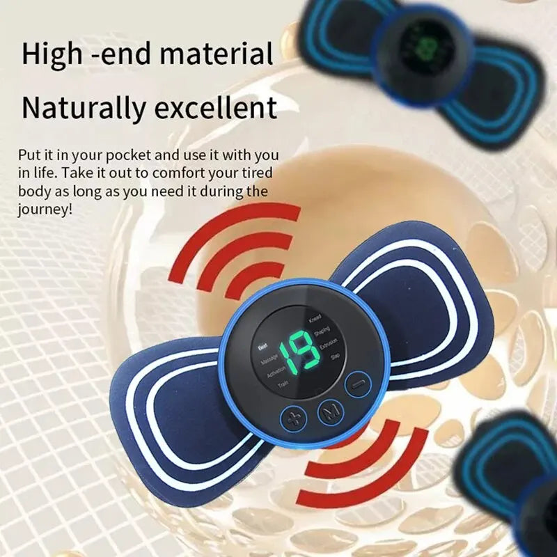 Portable Electric Intelligent Mini Neck Massager Patch – Relief for Back and Shoulder Pain.