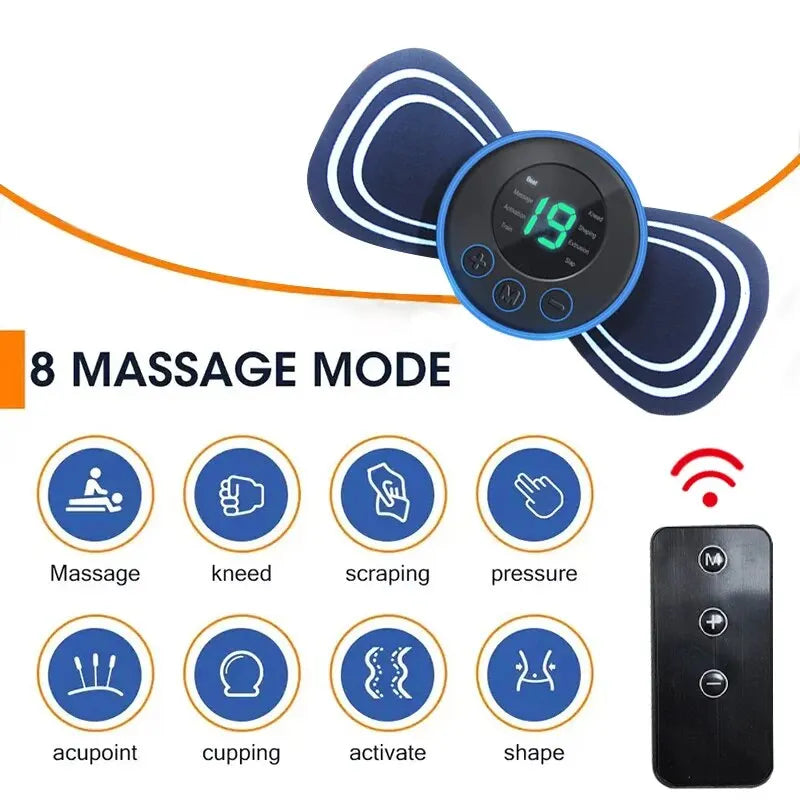 Portable Electric Intelligent Mini Neck Massager Patch – Relief for Back and Shoulder Pain.